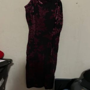 Maxi dressy dress pink flowers black and pink forever 21